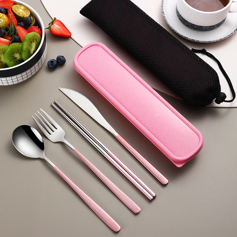 Portable Gold Knife, Fork, and Spoon Set with Stylish Case