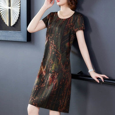 Noble Heavy Silk Summer Dress – Chic Western-Style Midi Look