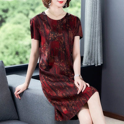 Noble Heavy Silk Summer Dress – Chic Western-Style Midi Look