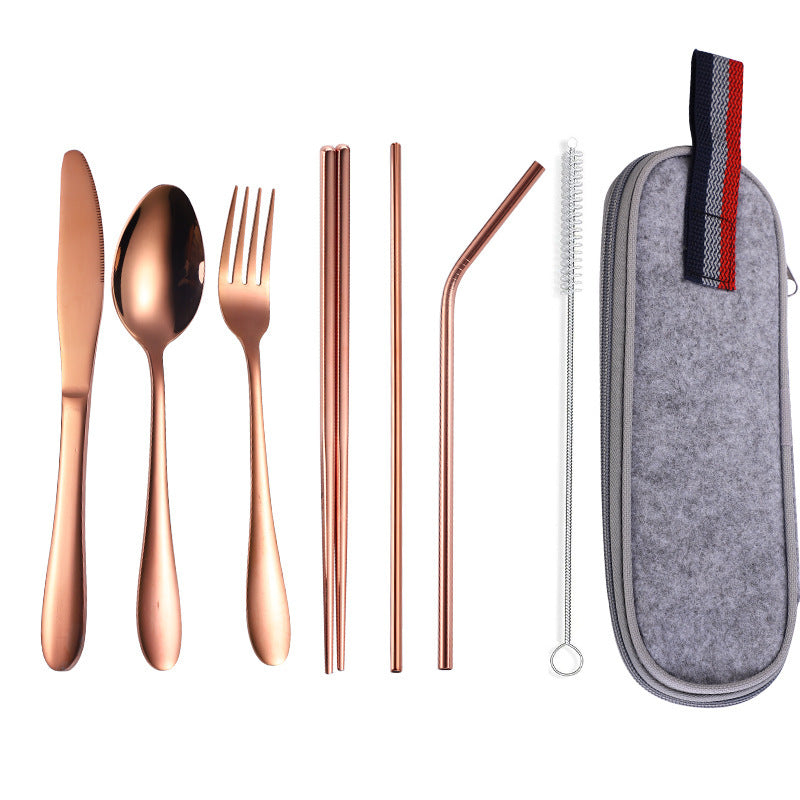 Portable Cutlery Set with Straw – Perfect for Western Dining