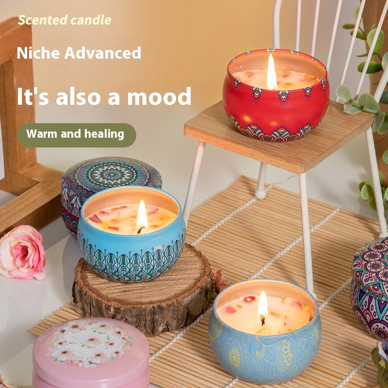 Aromatherapy Dried Petal Essential Oil Candle Home Purification Air