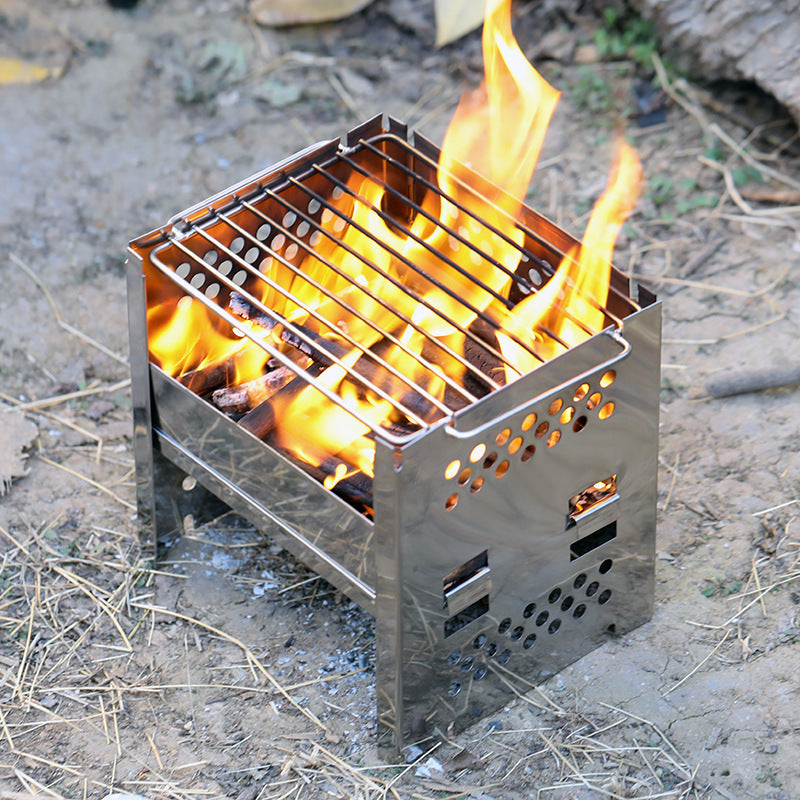 Dual-Use Portable Stainless Steel Grill for Outdoor Adventures