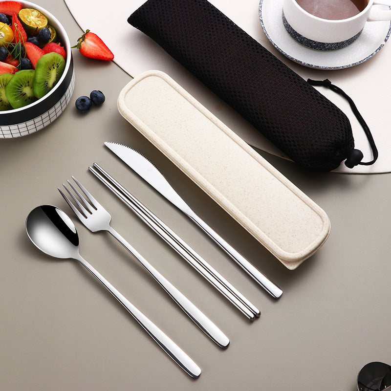 Portable Gold Knife, Fork, and Spoon Set with Stylish Case