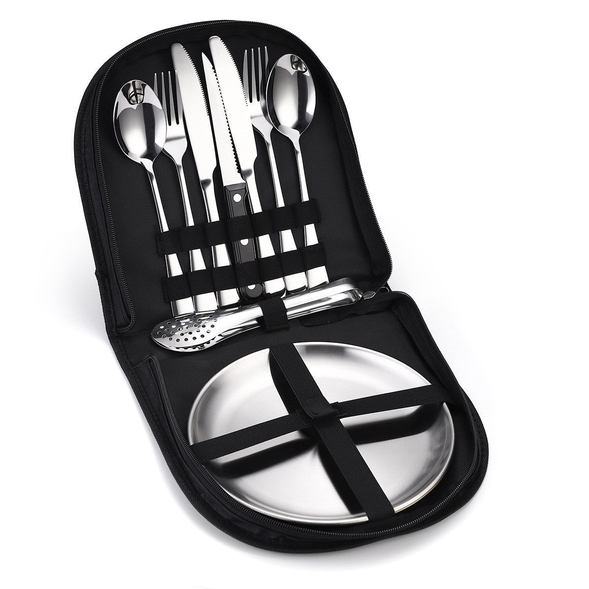 Elegant 4-Person Golden Stainless Steel Camping Cutlery Set
