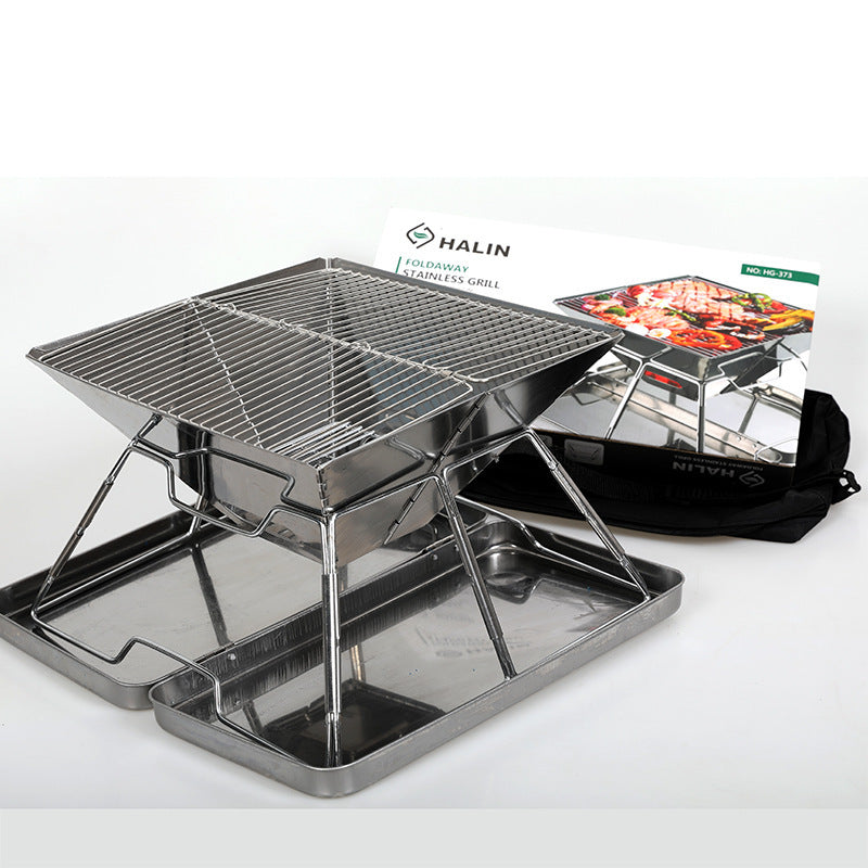 Portable Stainless Steel Grill – Perfect for 3-4 People Picnics