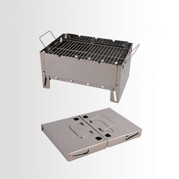 Compact Black Steel Charcoal Grill for Outdoor Picnics