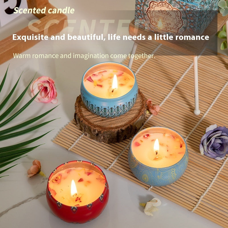 Aromatherapy Dried Petal Essential Oil Candle Home Purification Air
