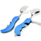 All-in-One Folding Knife, Fork, and Spoon for Camping