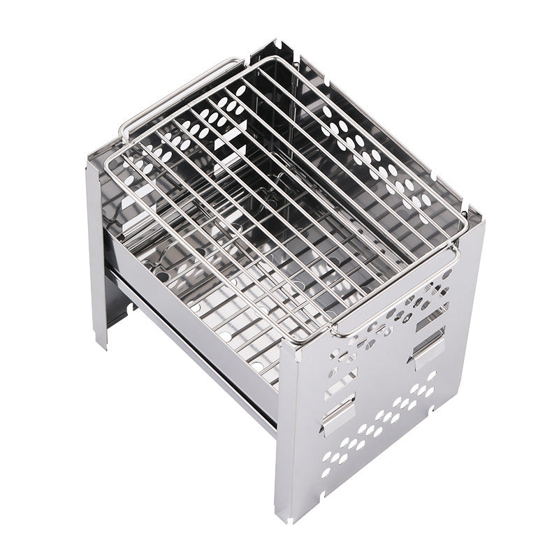 Dual-Use Portable Stainless Steel Grill for Outdoor Adventures