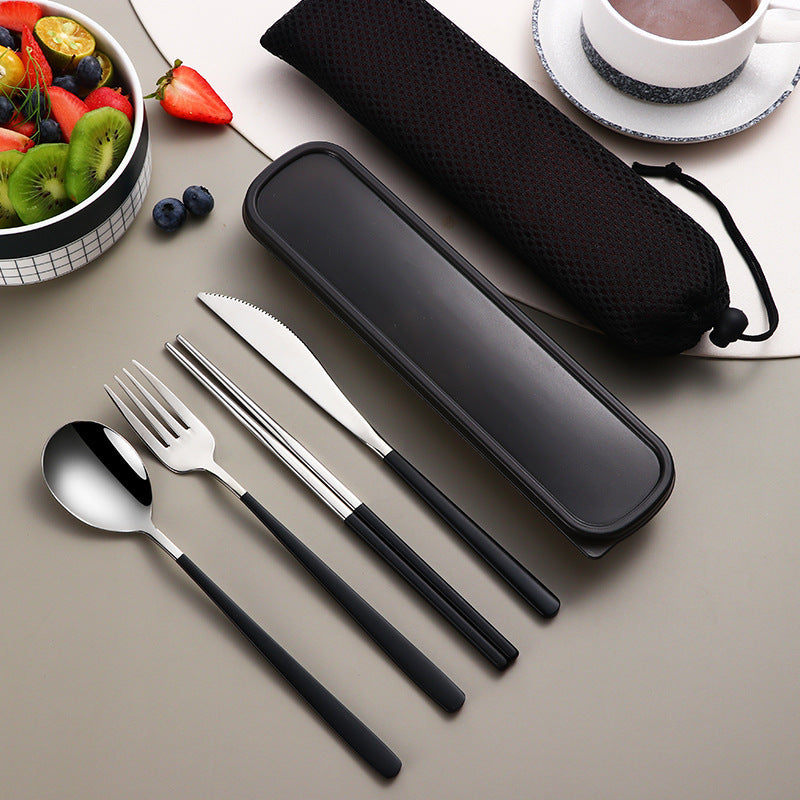 Portable Gold Knife, Fork, and Spoon Set with Stylish Case