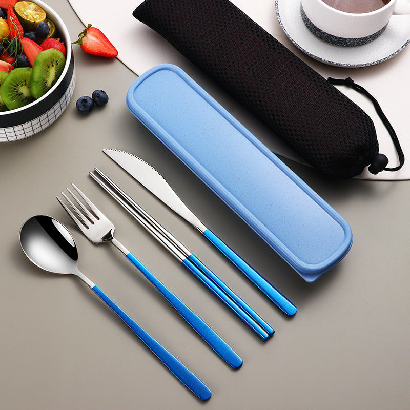 Portable Gold Knife, Fork, and Spoon Set with Stylish Case