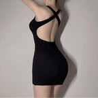 Elegant Cinched Sheath – Tight-Fitting Halter Cross Dress