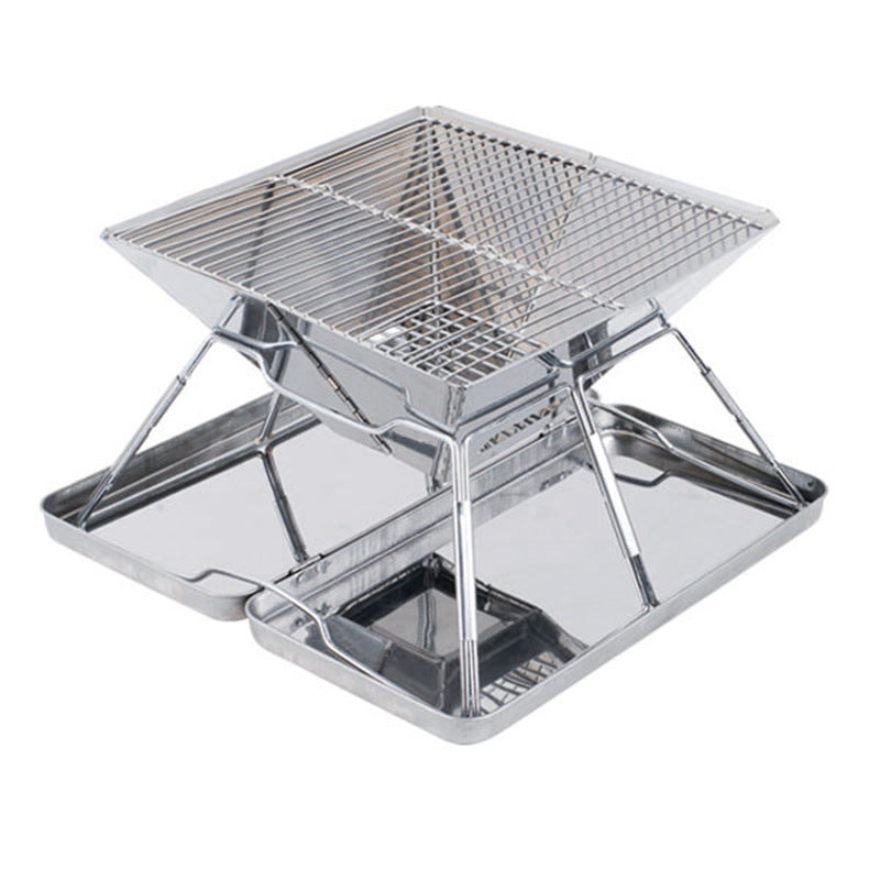 Portable Stainless Steel Grill – Perfect for 3-4 People Picnics