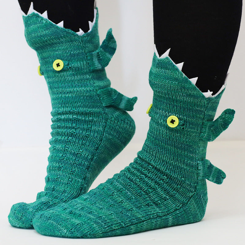 3D Knit Shark Attack Socks – Super Soft & Unique Winter Floor Socks "BEWARE OF THE SHARK BITE!"