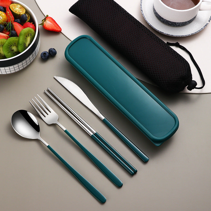 Portable Gold Knife, Fork, and Spoon Set with Stylish Case