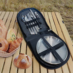 Elegant 4-Person Golden Stainless Steel Camping Cutlery Set