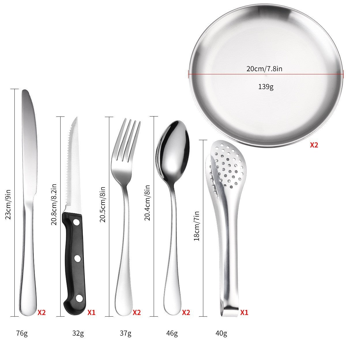 Elegant 4-Person Golden Stainless Steel Camping Cutlery Set