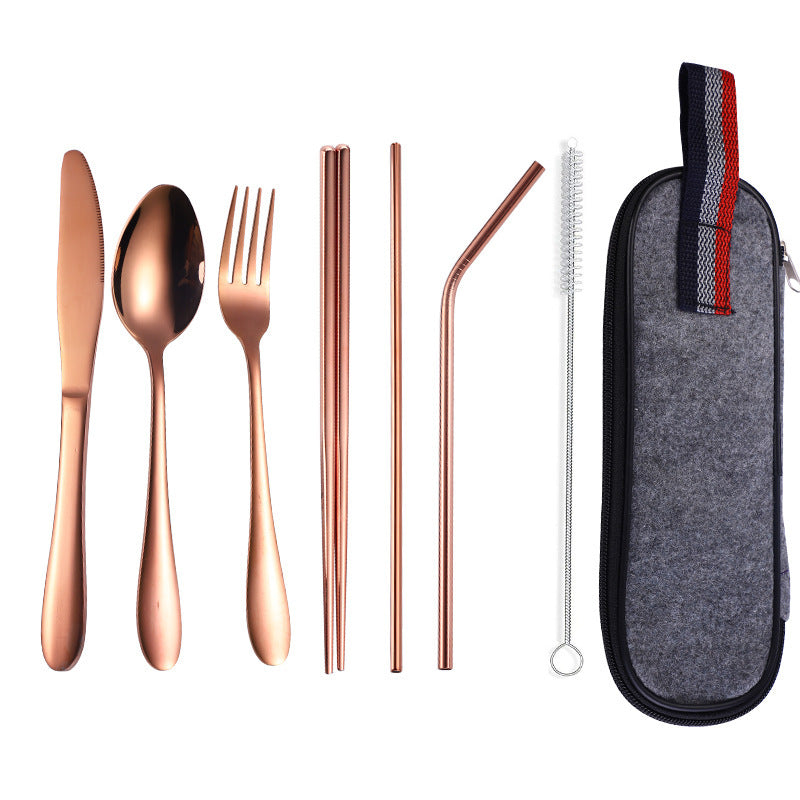 Portable Cutlery Set with Straw – Perfect for Western Dining