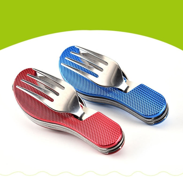All-in-One Folding Knife, Fork, and Spoon for Camping