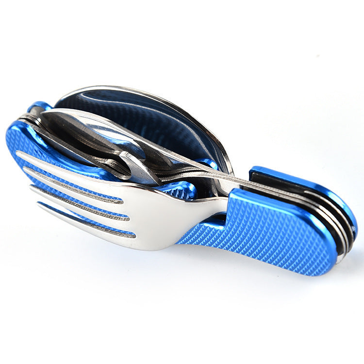 All-in-One Folding Knife, Fork, and Spoon for Camping