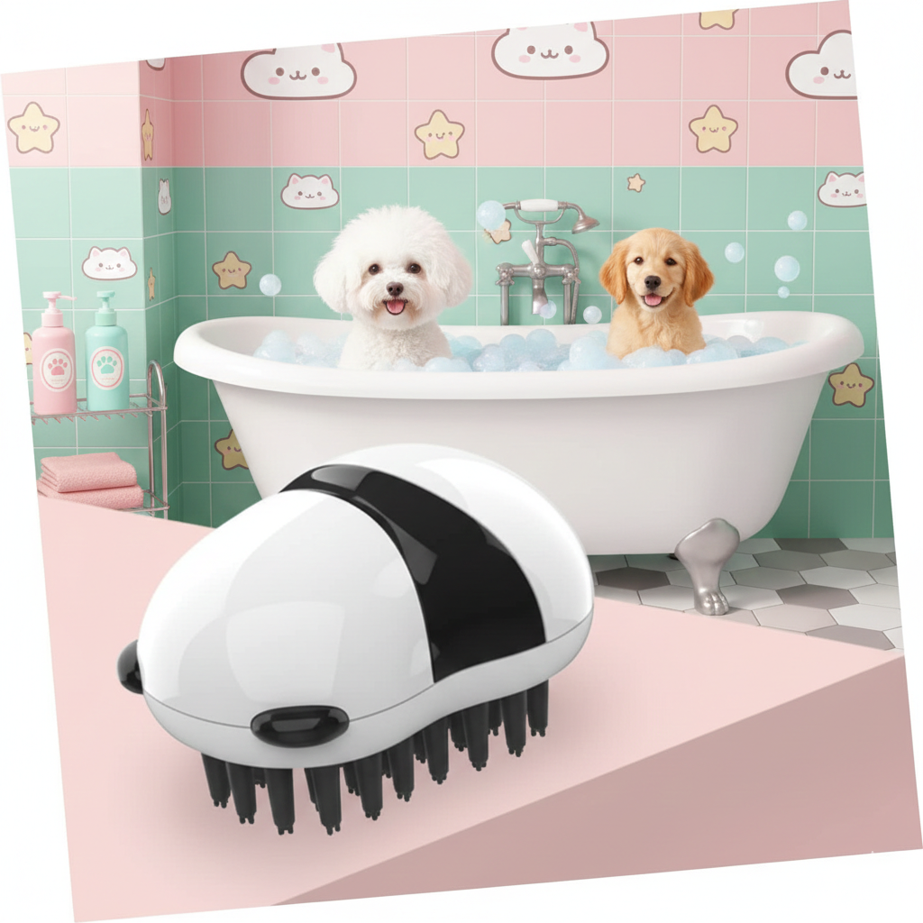 Diversión sin pelo: Cepillo de baño y guantes para el cuidado de mascotas