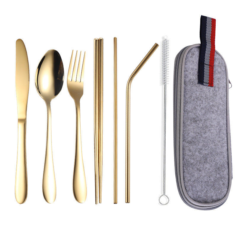 Portable Cutlery Set with Straw – Perfect for Western Dining