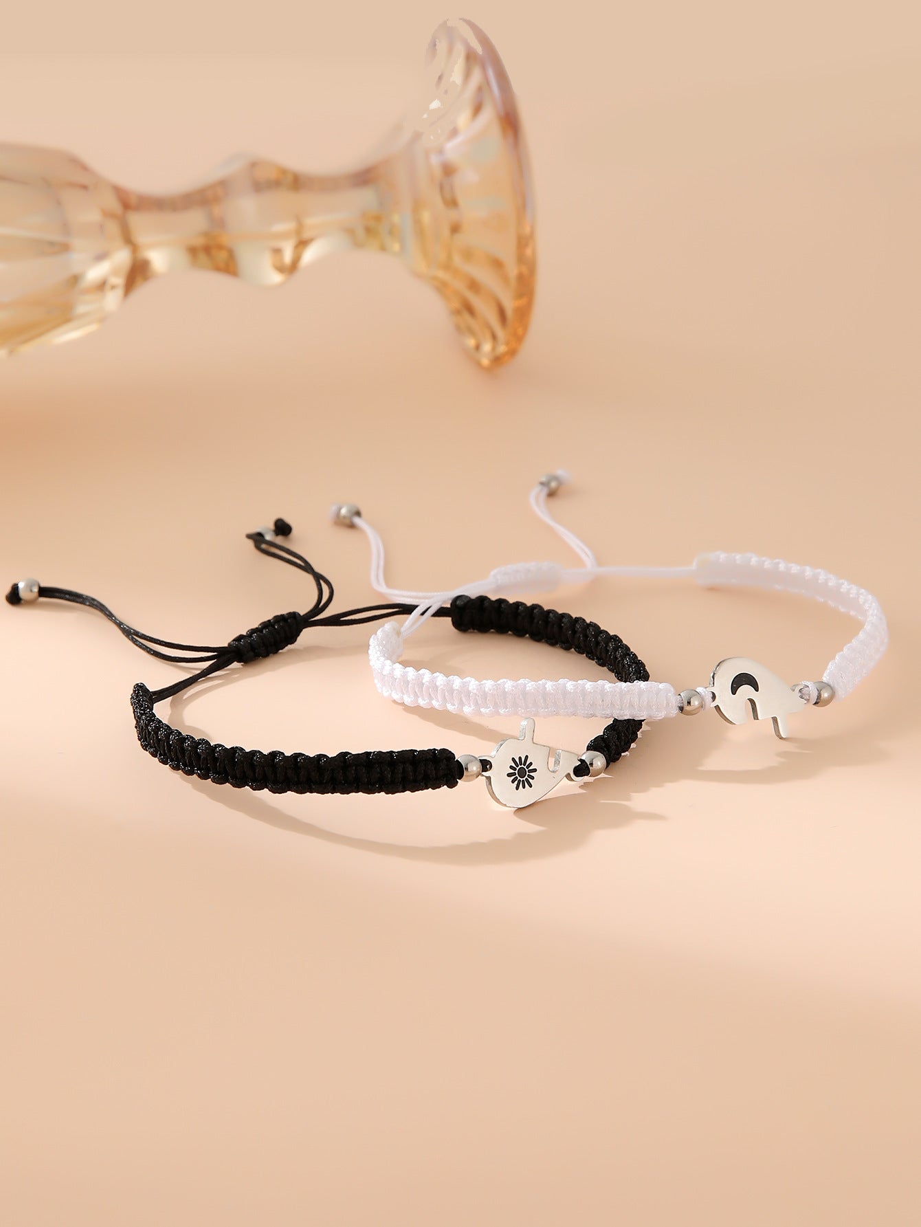 Sun and Moon Hand-Woven Bracelets for Couples in Love