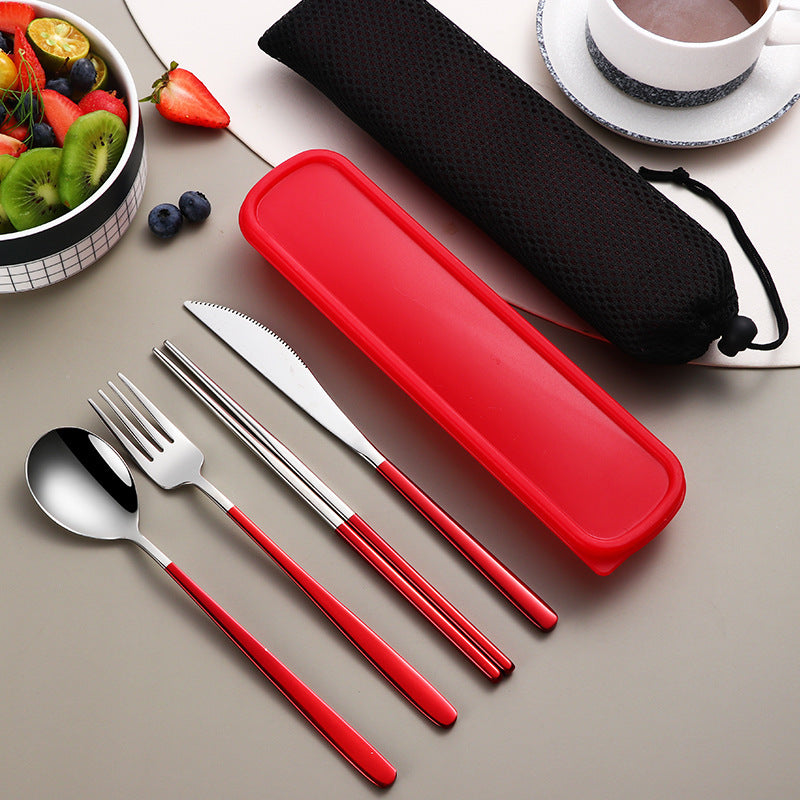 Portable Gold Knife, Fork, and Spoon Set with Stylish Case
