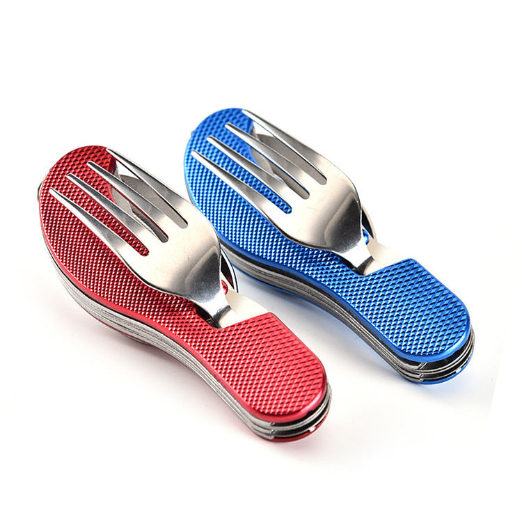 All-in-One Folding Knife, Fork, and Spoon for Camping
