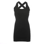 Elegant Cinched Sheath – Tight-Fitting Halter Cross Dress