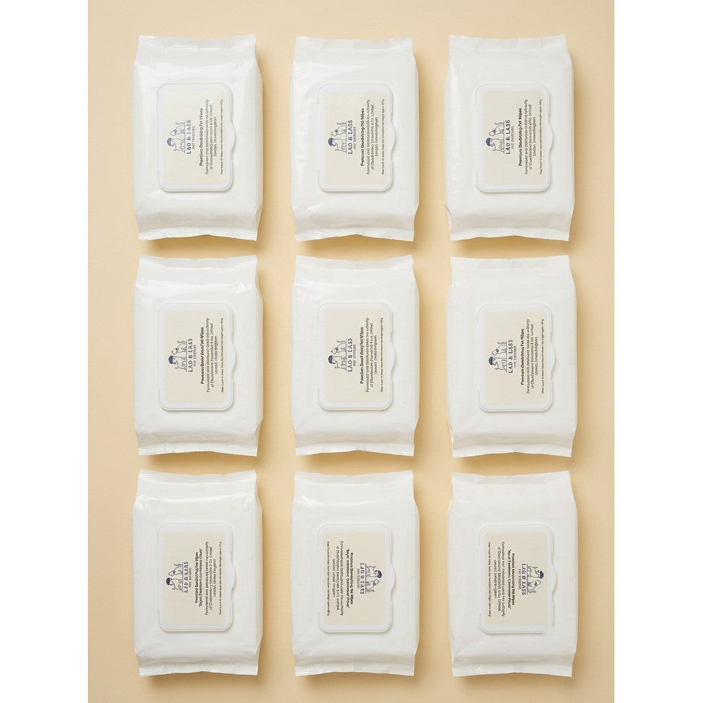 Lad & Lass Deodorizing Pet Wipes (80ct) – Thick Grooming Wipes for Dog & Cat Paws, Coat & Face