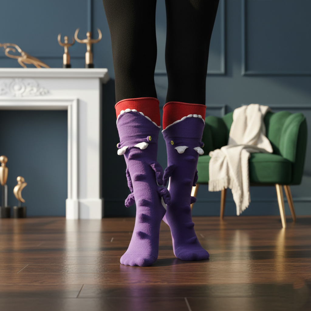 3D Knit Shark Attack Socks – Super Soft & Unique Winter Floor Socks "BEWARE OF THE SHARK BITE!"